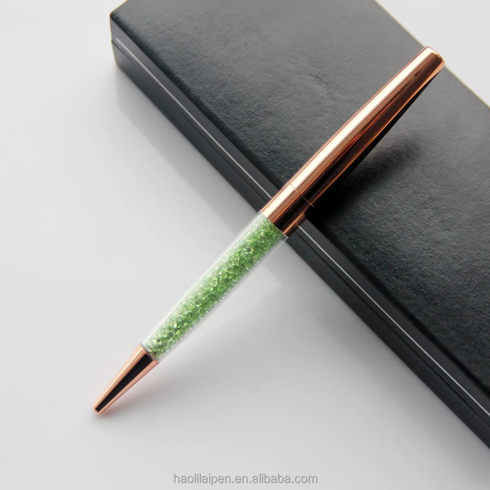 Wholesale multicolor crystal in the pen promotional weeding best gift set metal ballpoint pen
