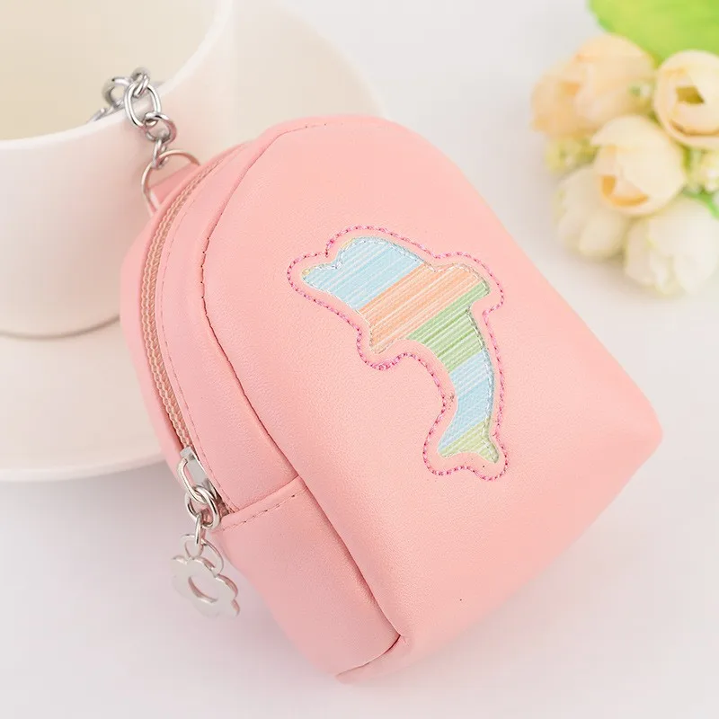 Wholesale Leather Ladies Coin Change Purse Wallet Keychain Mini Backpack Key Holder
