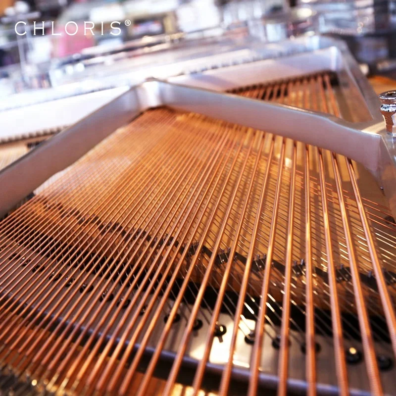 
Custom Silver Clear Acrylic Baby Grand Piano with flight case Chloris HG-168A for sale Crystal piano 