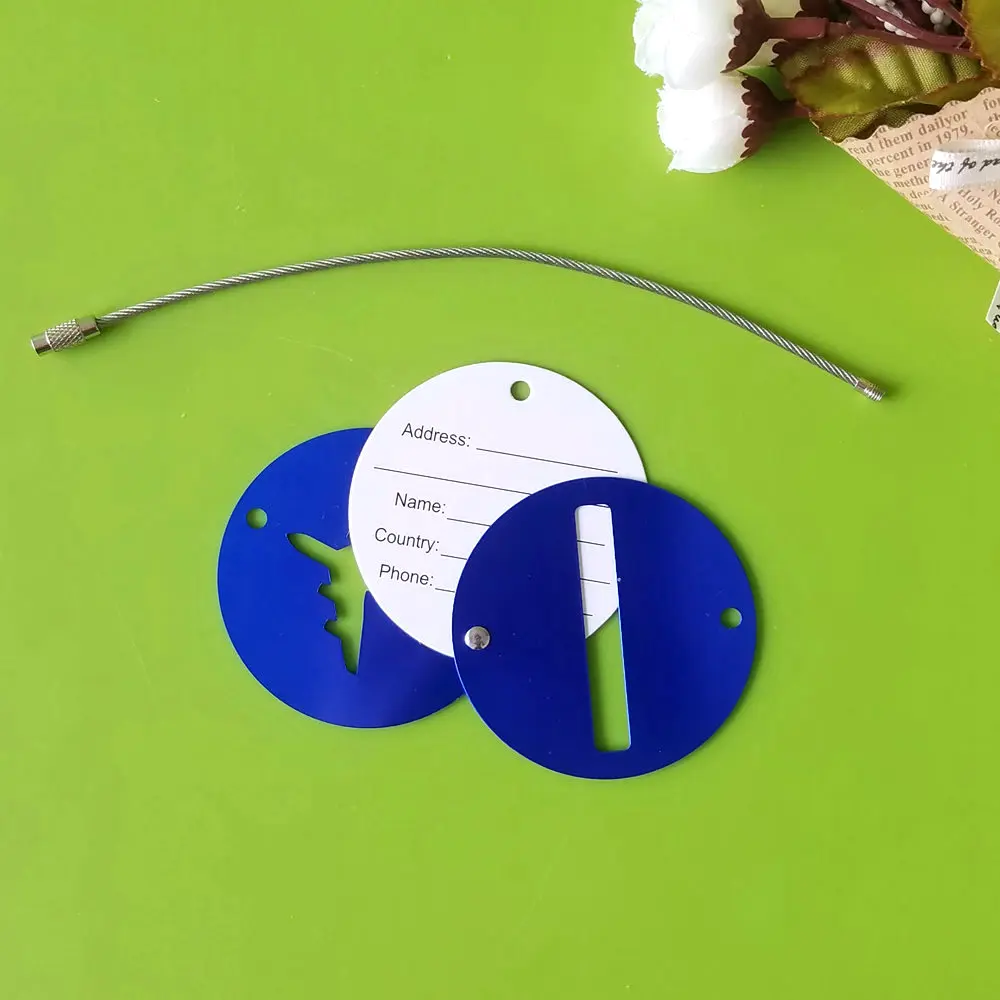 Wholesale or Custom round shape Aluminum metal Luggage Tag