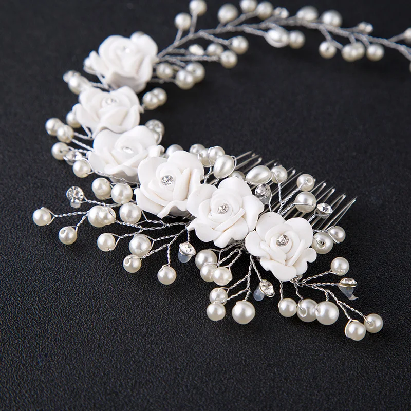 korean magic hair comb handmade pearl flower hairband hair accessories bridal