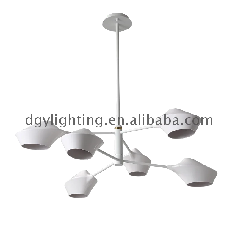 
Hot Selling 6 lamp Modern decorative pendant lighting chandelier yellow white green 