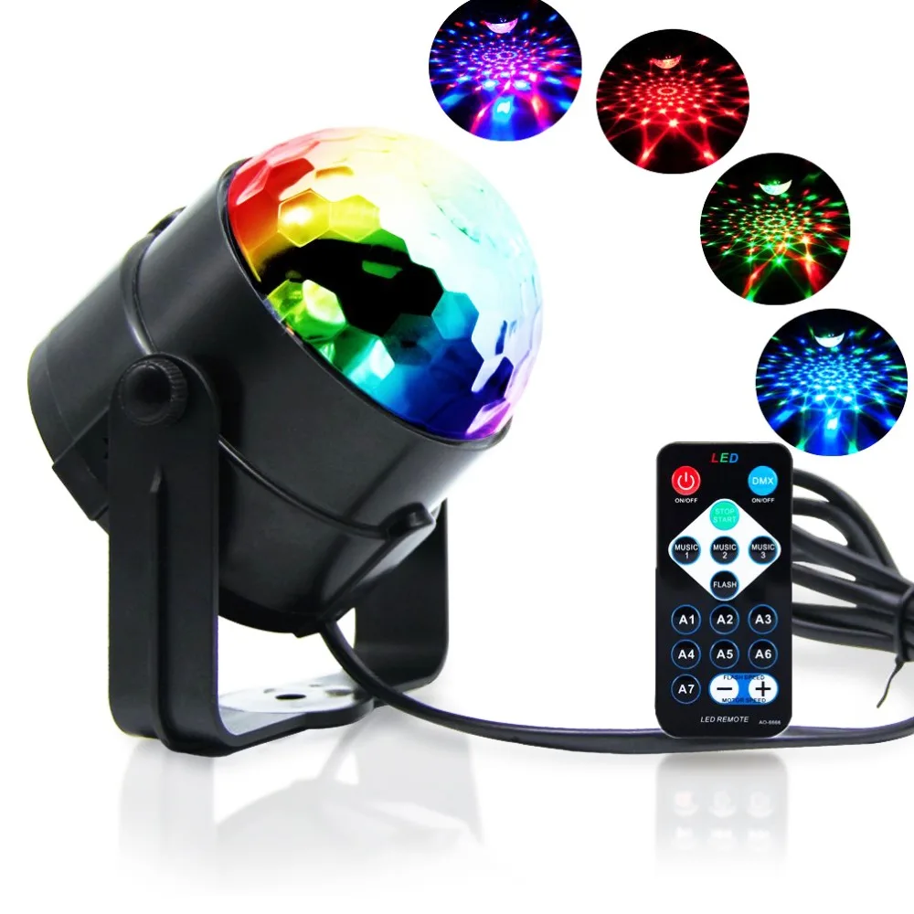 
Portable Sound Activated Party Lights Battery Powered/USB Plug in Dj Lighting RBG Disco Ball Strobe Lamp 