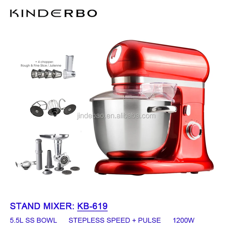 1200W Electric 5.0L SS Bowl Planetary Beating Action Stand Mixer and Meat Grinder