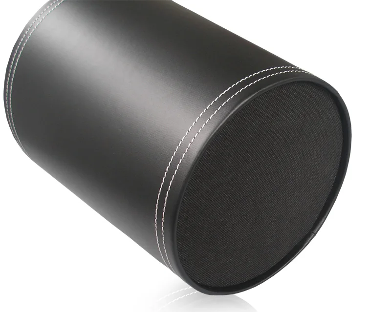 Round Household Open Top Leather Paper Dust Garbage Trash Waste Bin
