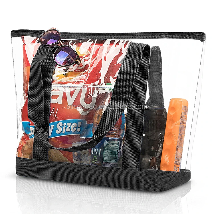 2020 Fashion Promotional Logo Printed Summer PVC  Beach Bag Transparent Plastic Beach Clear pvc Tote Bag