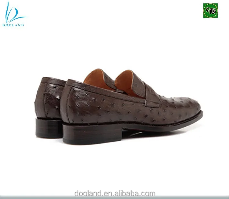 Fashion high quality real exotic slip on designer style genuine ostrich skin leather men shoes