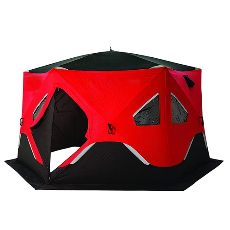 6 сторон 300D полиэстер стеганая Изолированная ткань ледовая рыболовная палатка