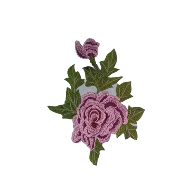 China wholesale custom flower applique rose embroidered patches for garment