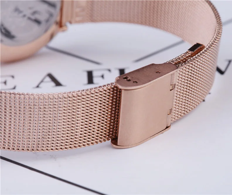 Manufacturers simple design quartz movement mesh band wrist watch women