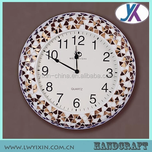 Sea Blue Mixed Color Mosaic Wall Decorative Clock Hot Selling