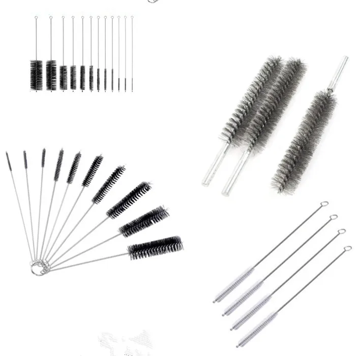 Mini nylon bristle tube brush for cleaning straw spray gun needle brushes