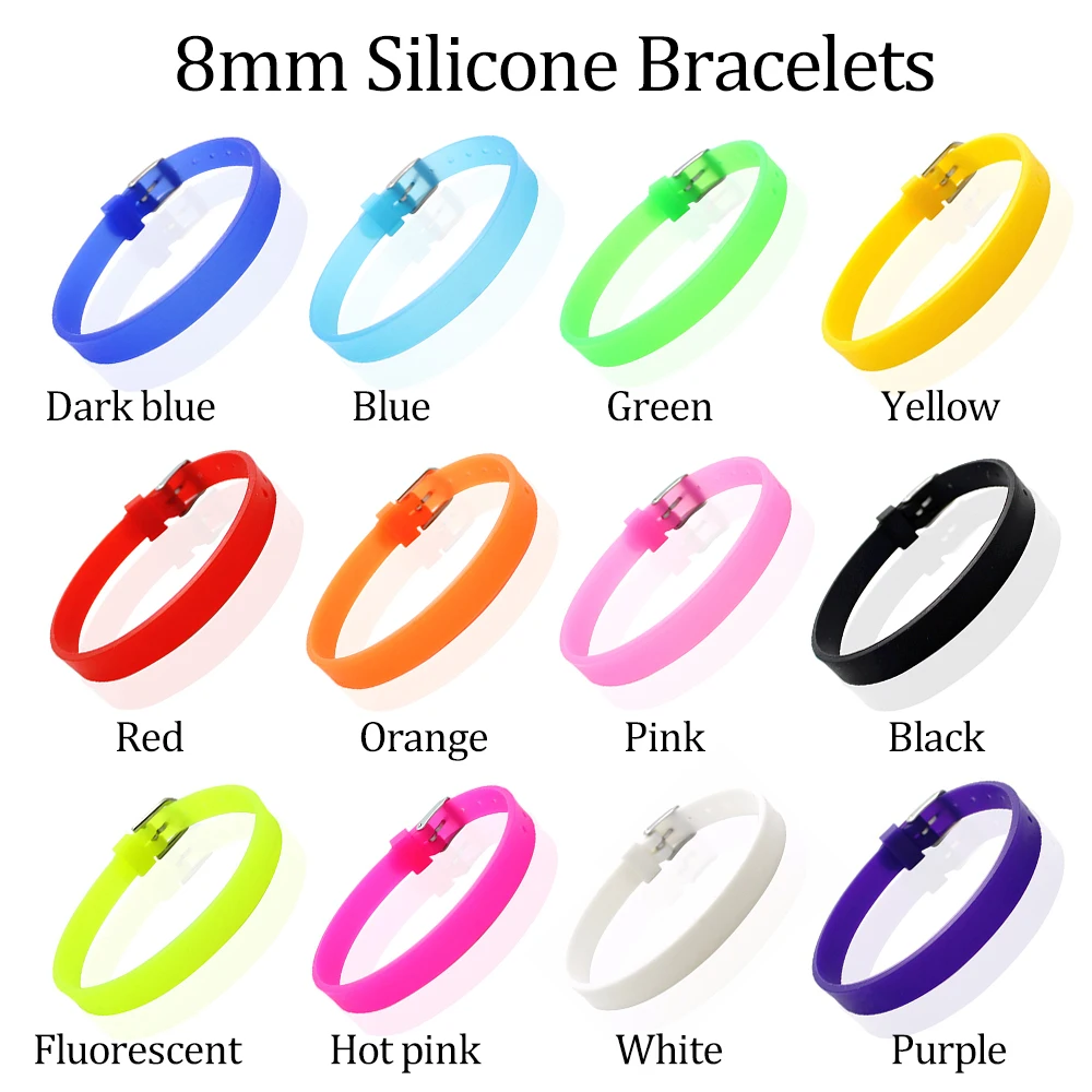Wholesale 8mm Custom Wristband Bracelets Colorful Silicone Wristband Bracelet For Slide Charms