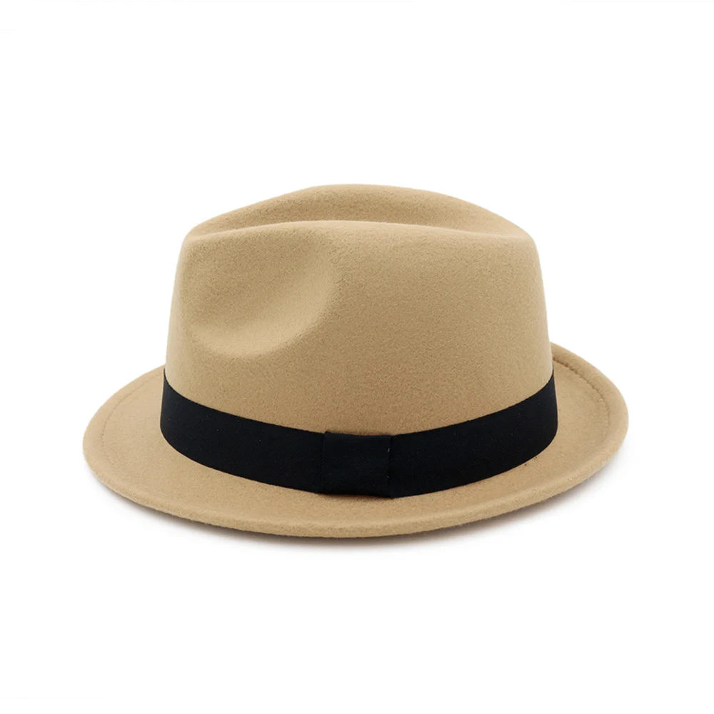 Cheap Fedora Classic Jazz hat With Black Ribbon stingy brim fedora hats
