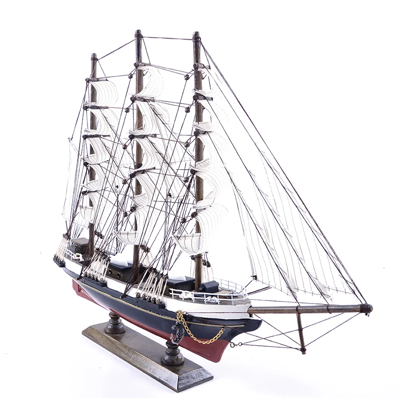 Length 55cm home Decoration Handmade wooden craft sailboat model sailboat craft PTW034 B