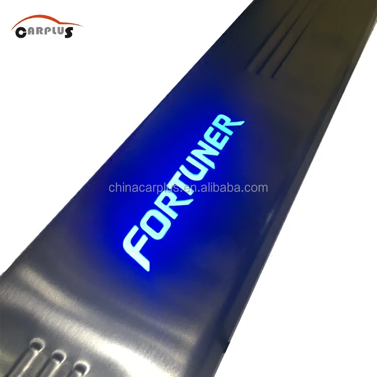 LED Door sills plate with stainless steel for 2016 NEW FORTUNER accessories footboard
