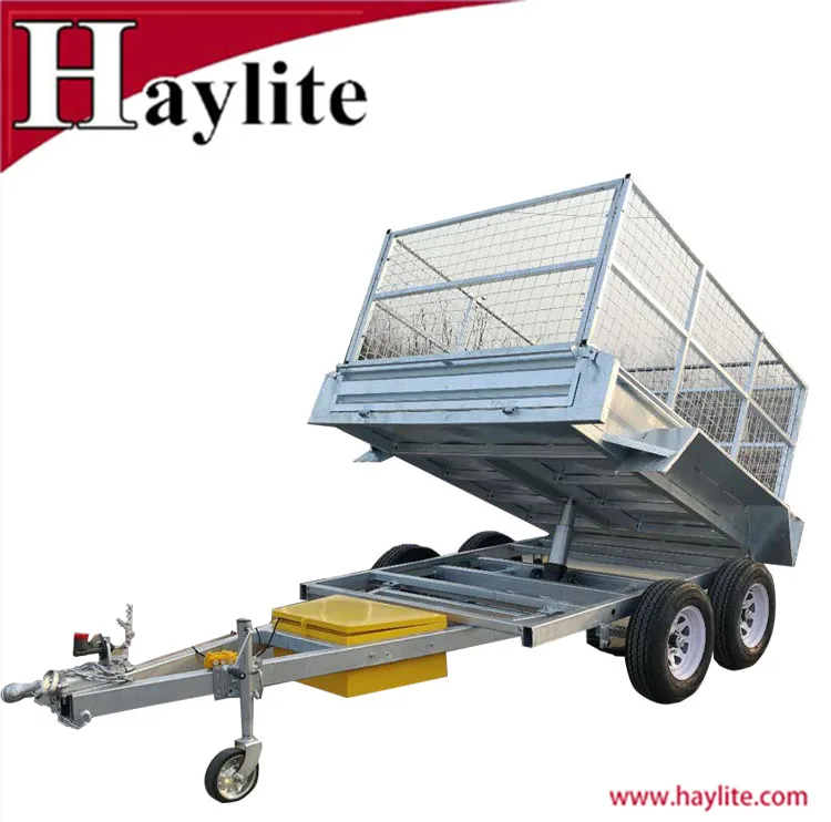 China Galvanized Axle Tipping Box Trailer For Farm Use