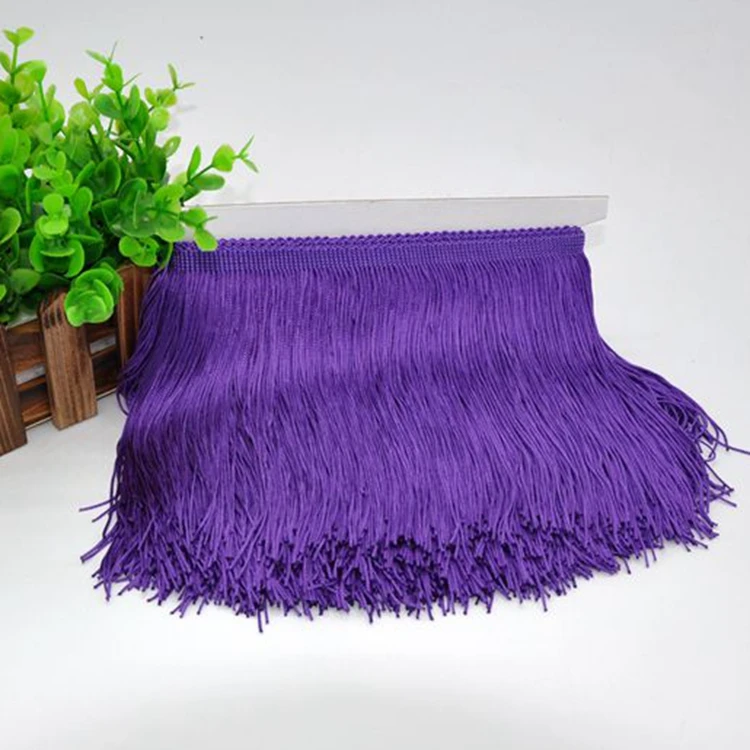 Wholesale More Colors 15CM Polyester Silk Fringe Trimming two way color tassel fringe for dances dress fringe