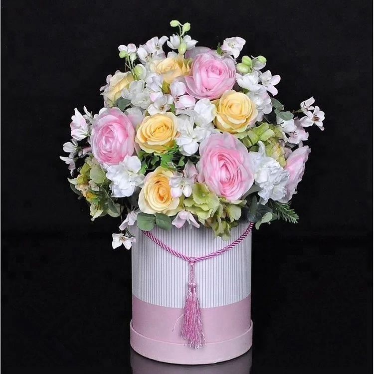 Luxury custom printing colorful cardboard round box flower boxes