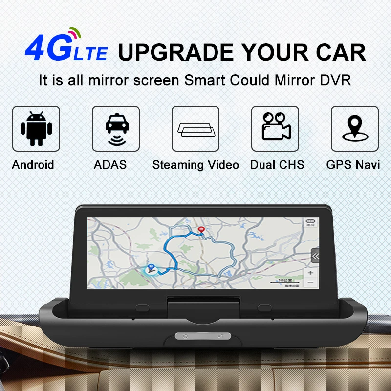 Electric folding Car DVR 8' 4G Android 1080P Full HD Car GPS Navigator DVR Camera ADAS Dual Lens Night Vision Video Recorder