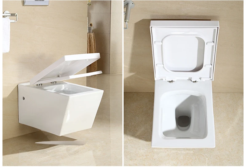 Western standard bathroom square P trap washdown wall hung toilet