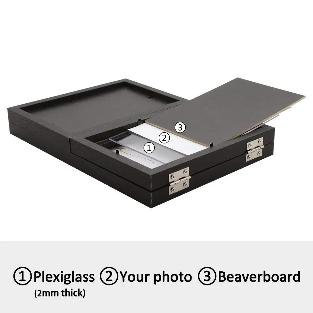 New Design Three Picture Frame 4x6' 5x7' Wooden Folding Black Collage Hinged Folding Triple Photo Frames