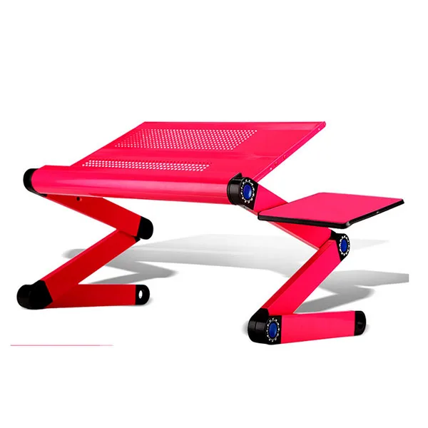 Portable Adjustable Aluminum Alloy Folding Laptop Table with Cooling Fan and Mouse Pad for Bed