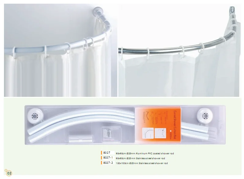 Stainless steel pvc coated curved shower curtain rail