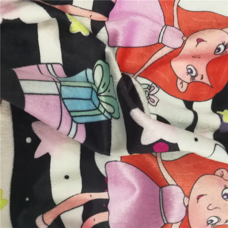 Soft Knitted Minky Cartoon Crystal Velvet Polyester Fabric For Baby Products
