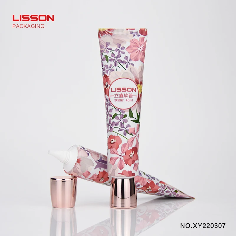 D22 Luxury eye cream cc cream foundation cosmetics packaging tube custom make with rose gold screw cap
