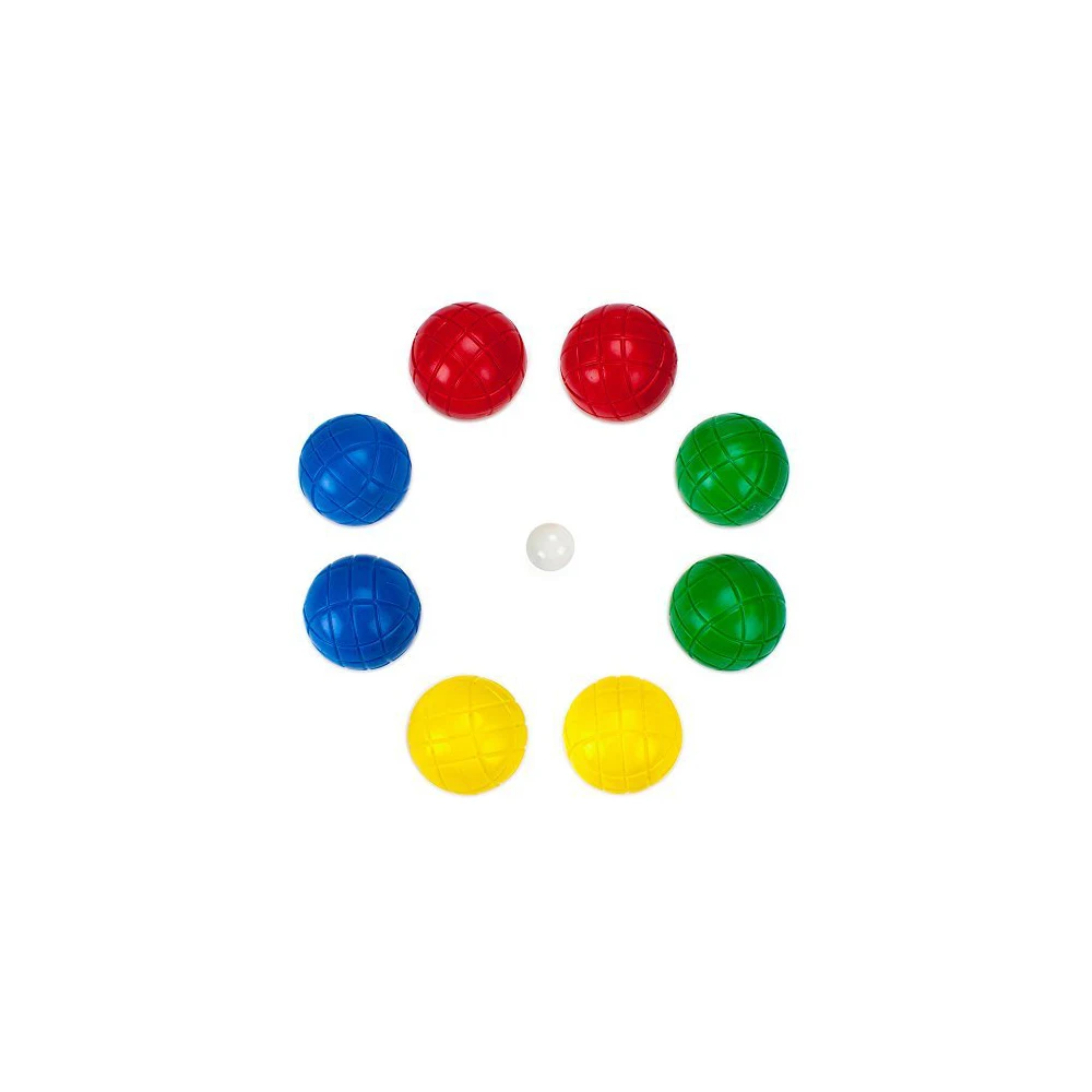 4-Player Bocce Set with Carrying Case | Set of Soft, Lightweight Plastic Balls;