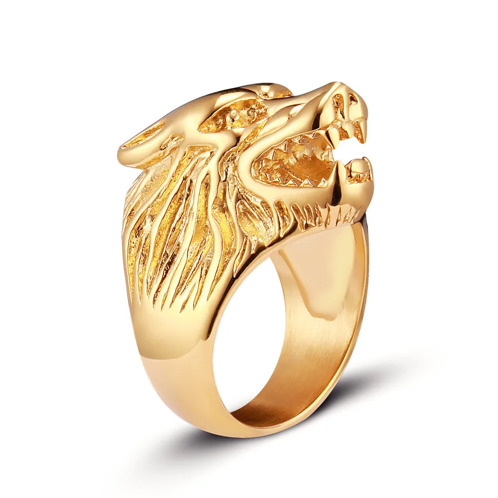AAA quality high polished stainless steel main material wolf special men ring