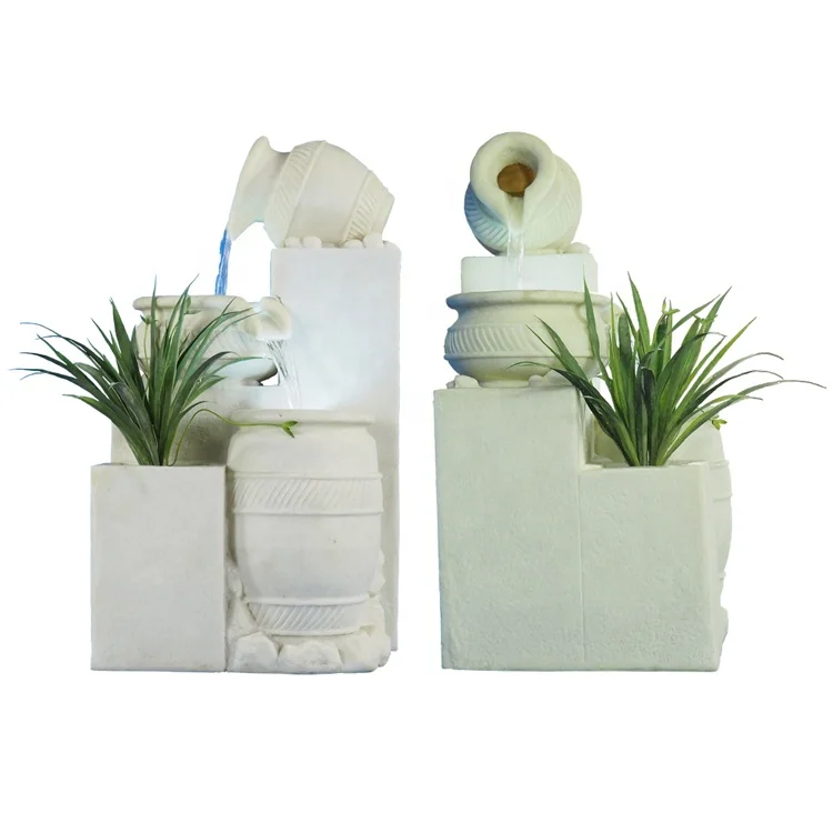 
Room Ornament Sandstone Water Fountain Indoor with Flowerpot 