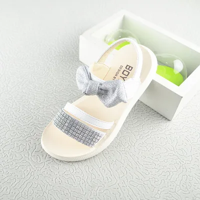 Новые Летние Босоножки с открытым носком; Туфли в стиле «Принцесса» Стразы детские школьные сандалии для детей последняя модель обуви