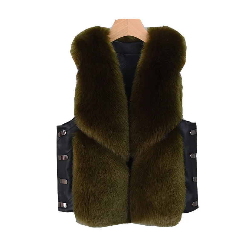 2019 Winter Faux Fox Fur Luxury  Ladies   Waist Coat&Vest