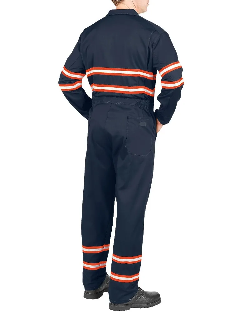 100% cotton fireproof work clothes  hi vis work uniform fashion coverall  with reflective tape