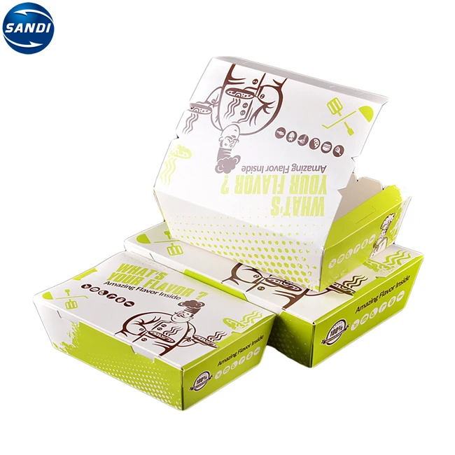 Disposable paper lunch food packaging box