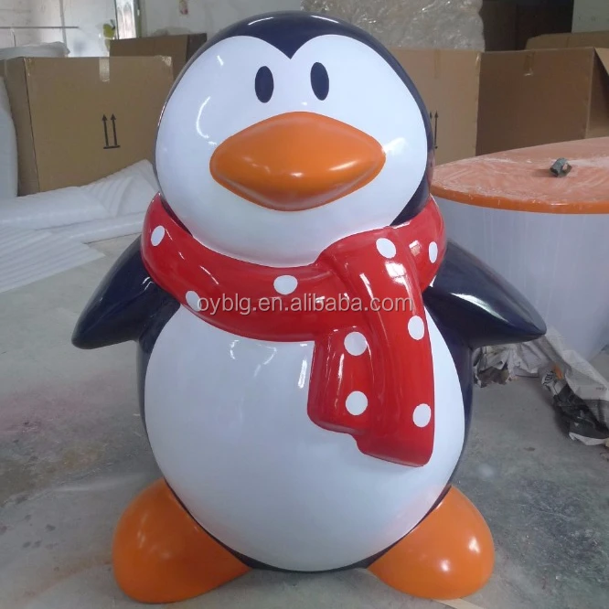 fiberglass cartoon penguin sculpture for Christmas display
