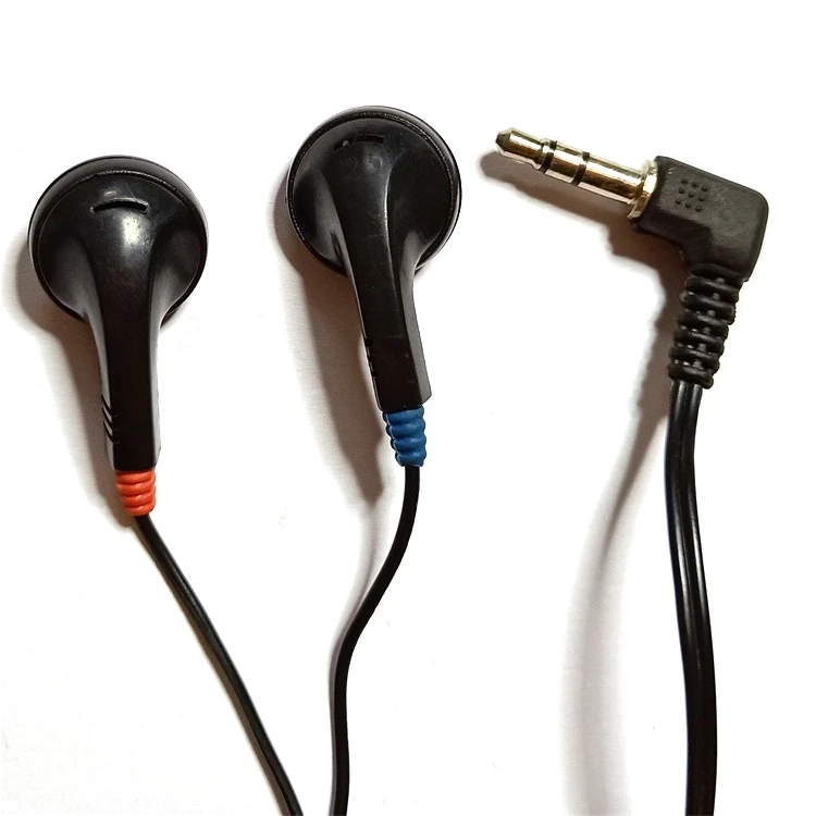 3.5mm connectors cheapest black disposable mono wired earphones in stock for bus or tour guide or train