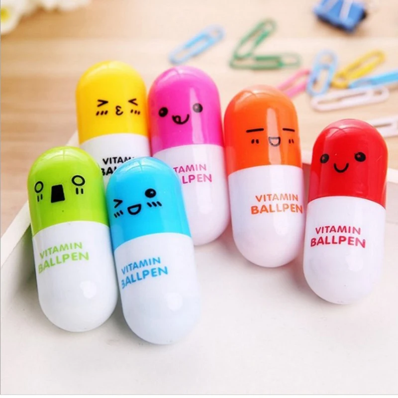 2024 Colorful Lovely Small Plastic Customized Logo Capsule Ball Pen