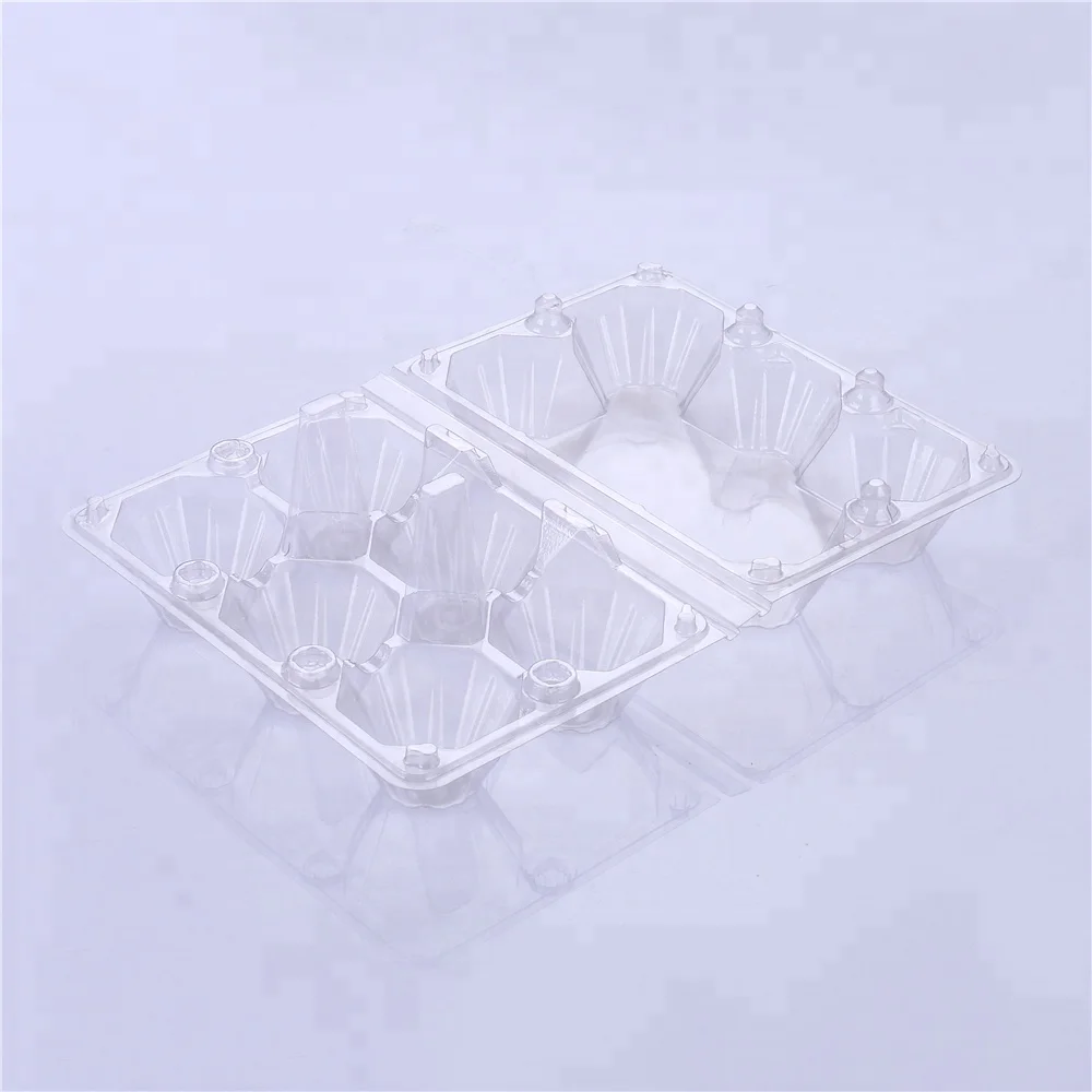 Transparent Clamshell 6 cell plastic egg tray box carton