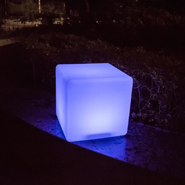 50cm Waterproof outdoor park plastic led glowing cube seat