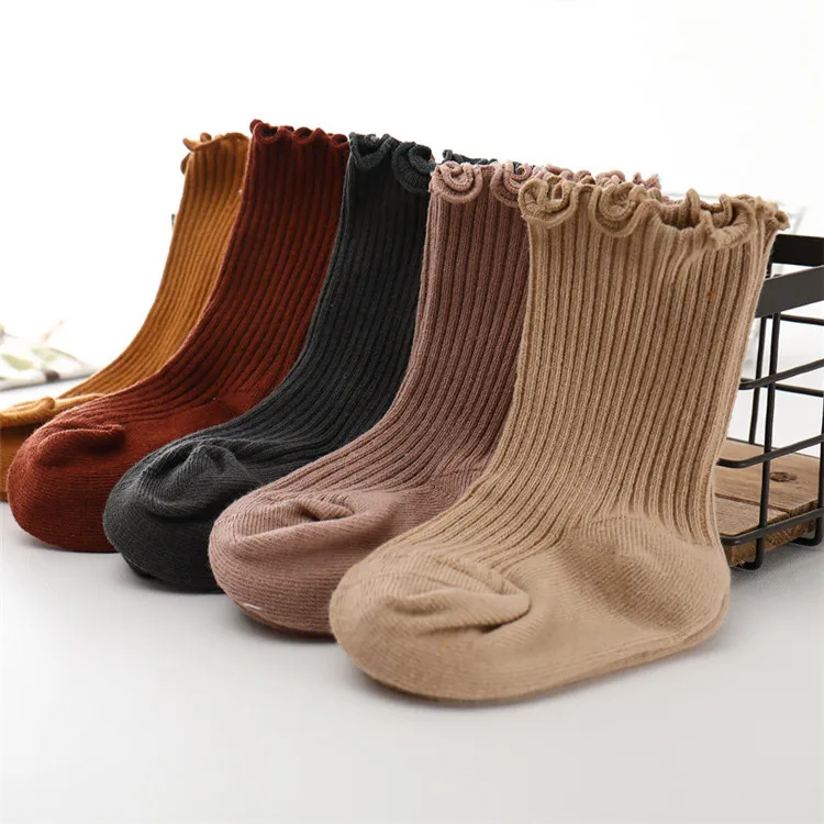 
Latest Baby Ruffle Socks Kids Children Solid Cotton Tube Socks for Girl 