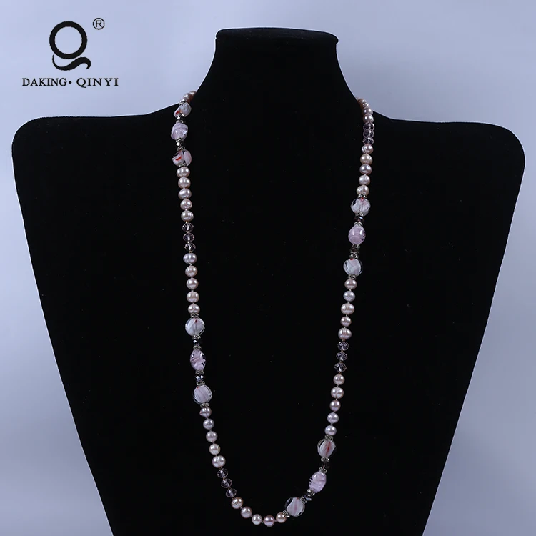 Beautiful Simple Handmade Design  New Fashion Lady Long Fresh Water Pearl Necklace
