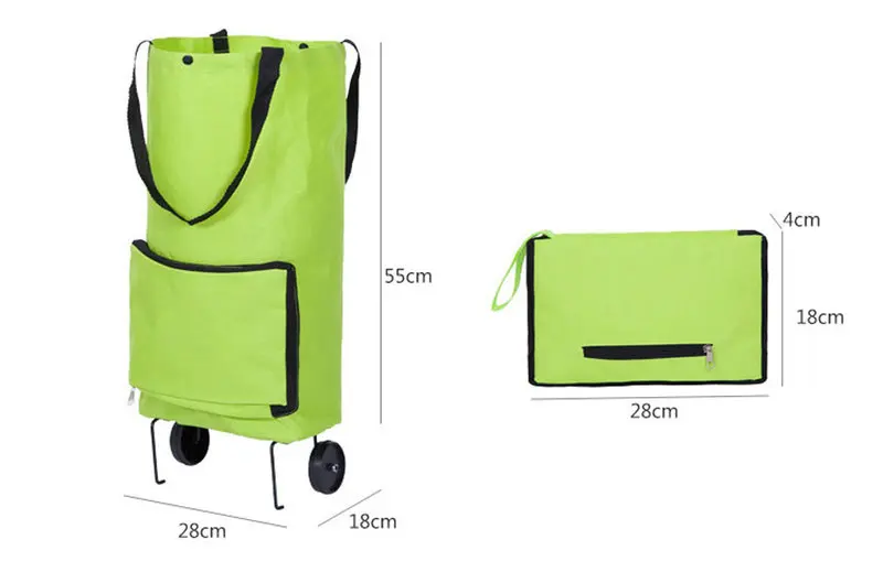 Custom Trolley Folding Shopping Bag With Wheels