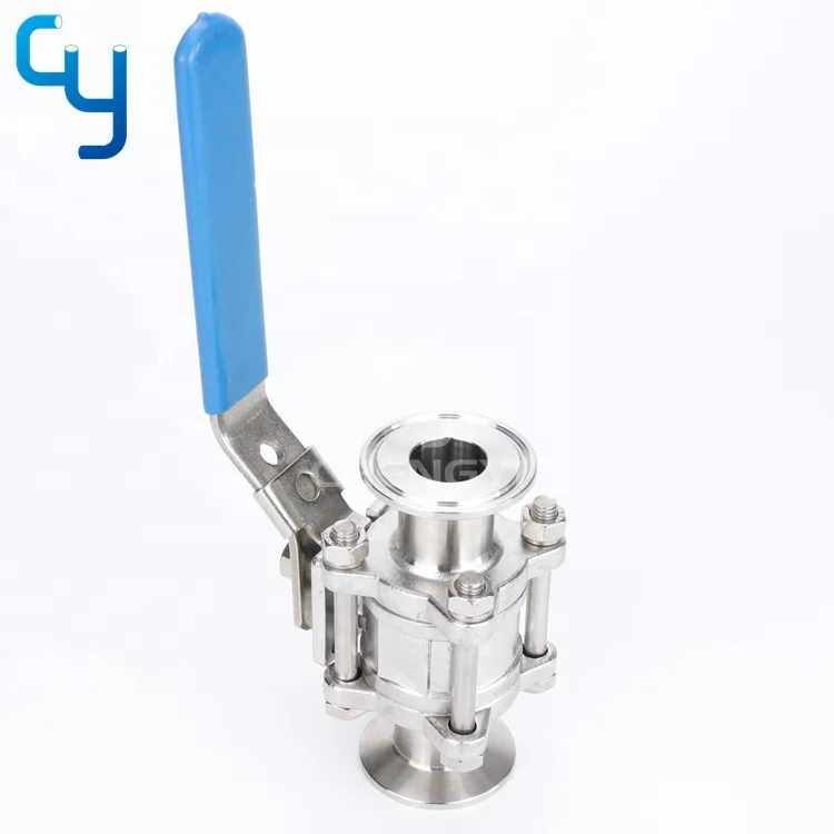 Good quality stainless steel sanitary three-piece manual ball valve
