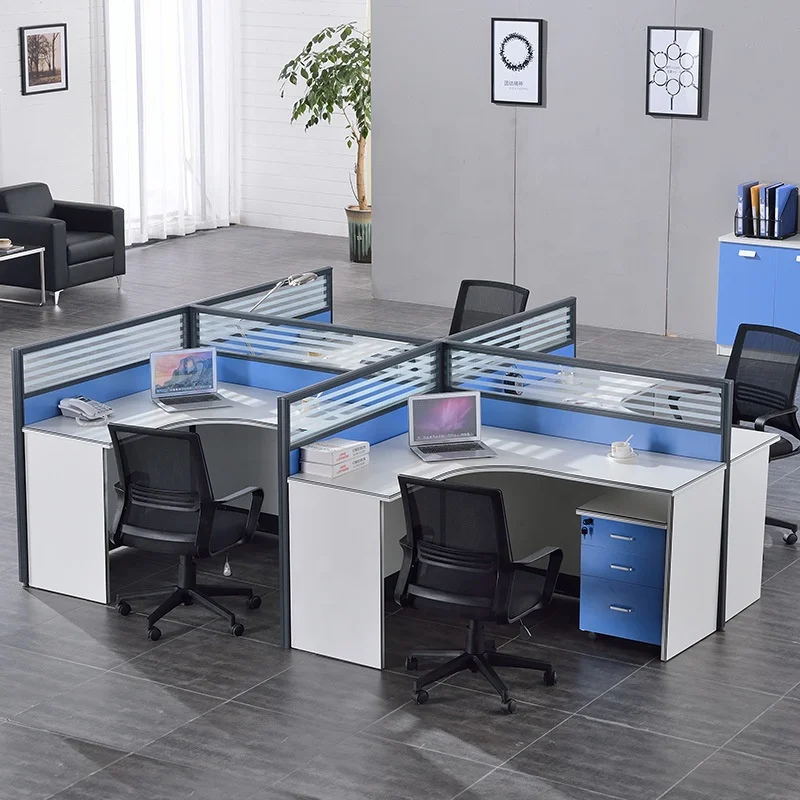 China Modular Office Furniture Modern 4 Person L Shape Corner Workstation Desk