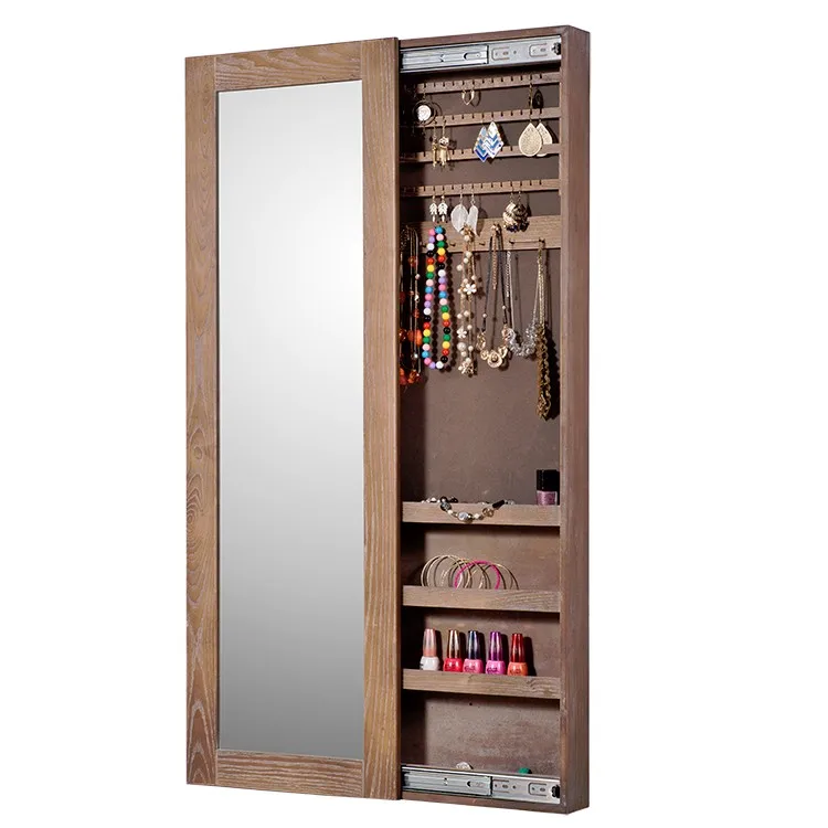 
Fashion wall mount hanging type jewelry organizer cabinet armoire with mirror 