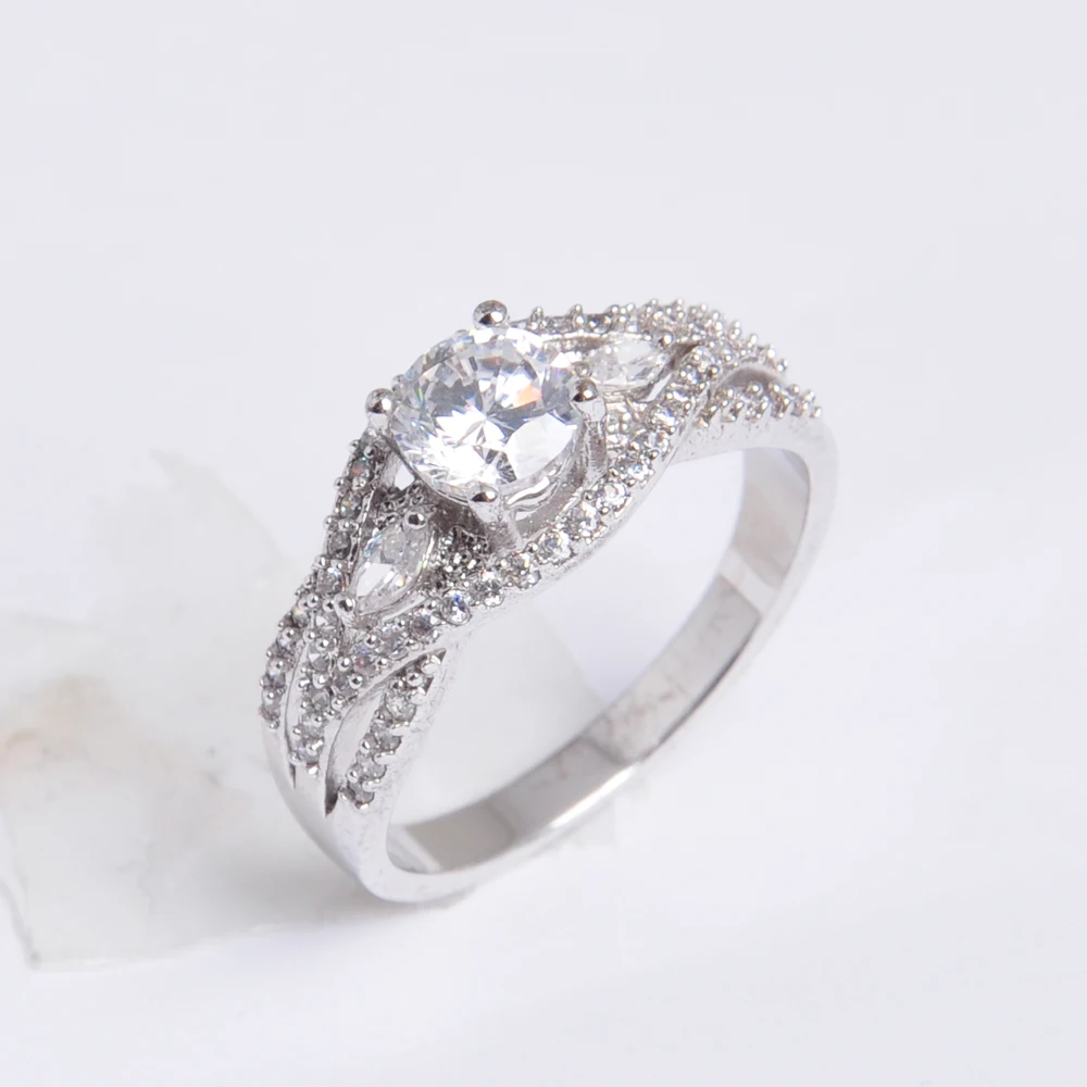 OB Jewelry-White gold brass jewelry ring 1 gram imitation diamond engagement ring