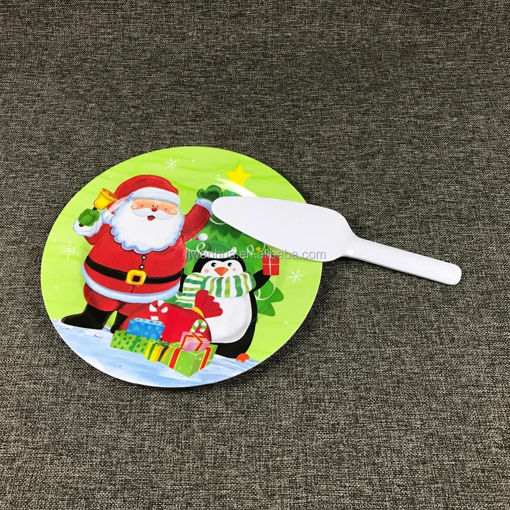 Christmas/birthday cake serving plate set cake plate with knife